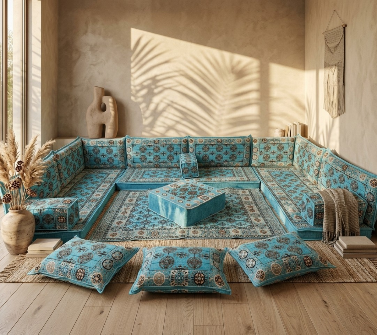 Majlis-Home Brocade Stoff mit elegantem Muster, ideal für Dekoration und Heimtextilien, in detail sichtbar auf dem Bild