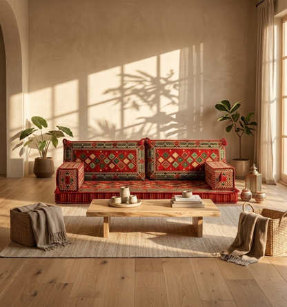 Mosaikfliese von Majlis-Home mit buntem, geometrischem Design auf weißem Hintergrund, detailreiche Handwerkskunst sichtbar
