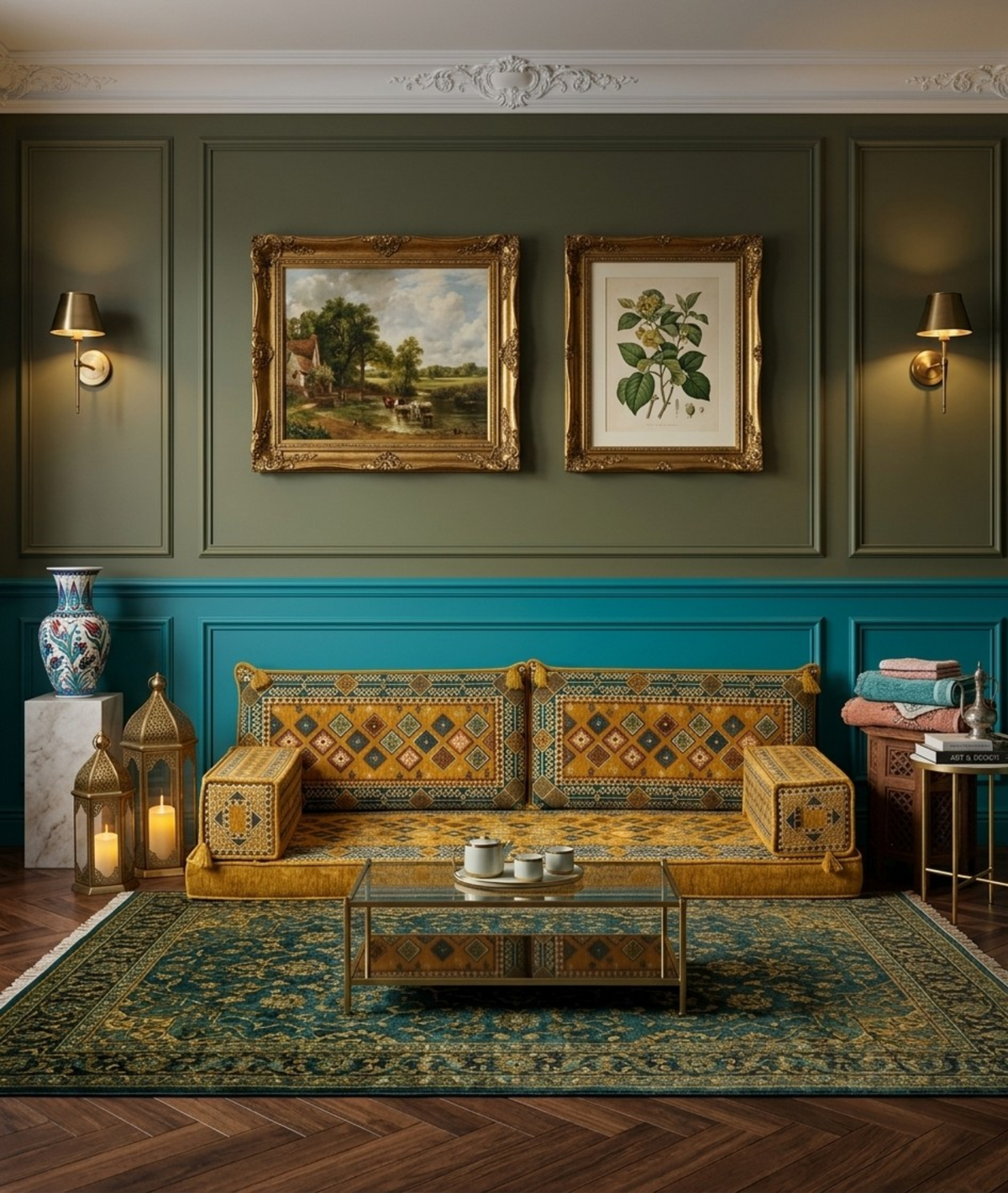 Mosaik-Fliese von Majlis-Home mit buntem, geometrischem Design auf hellem Hintergrund, perfekte Dekoration für Wand und Boden.