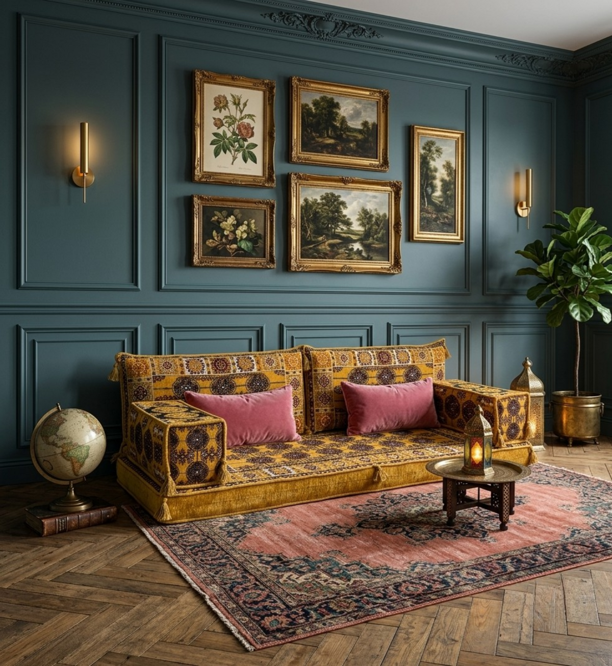 Brocade-Stoff von Majlis-Home, detailreiche Textur in warmen Farben, für elegante Heimdekorationen und Polsterarbeiten