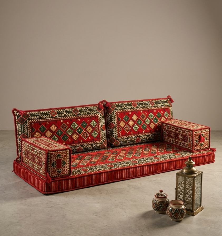 Bunte Mosaik-Fliese von Majlis-Home mit geometrischem Muster, detailreiche Farbgestaltung und handgefertigtem Design.