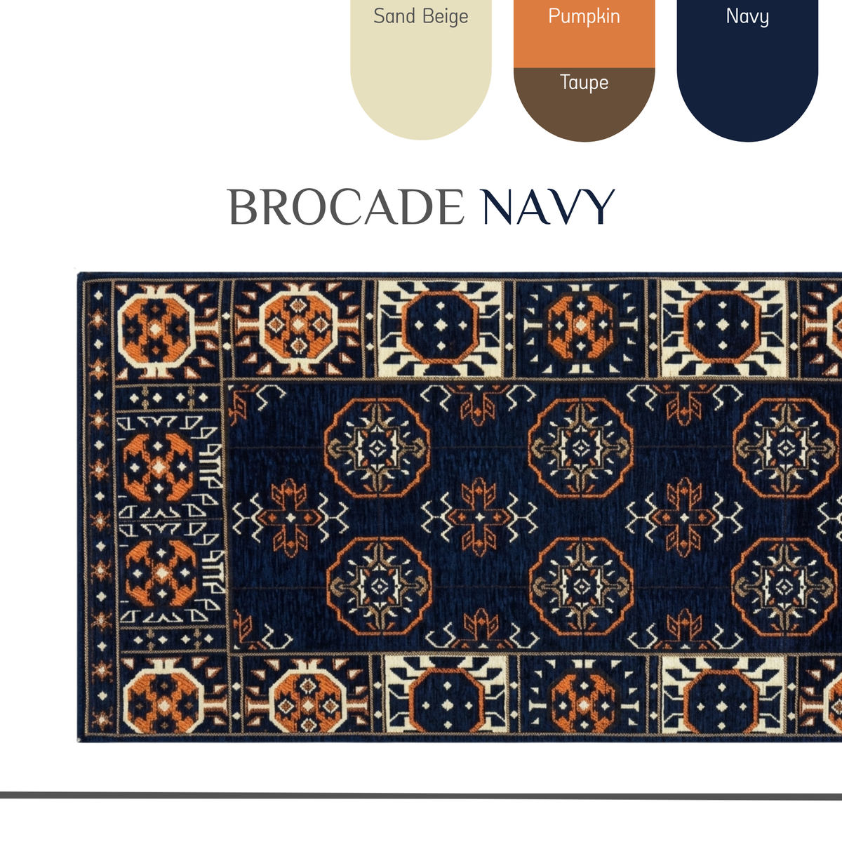 Brocade-Stoff von Majlis-Home mit detailliertem, traditionellen Muster in warmen Farbtönen, Nahaufnahme der Textur und Webart