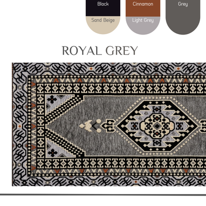 Majlis-Home Royal Teppich mit eleganten Mustern in warmen Farbtönen, detailreiche Textur und hochwertiger Verarbeitung sichtbar.