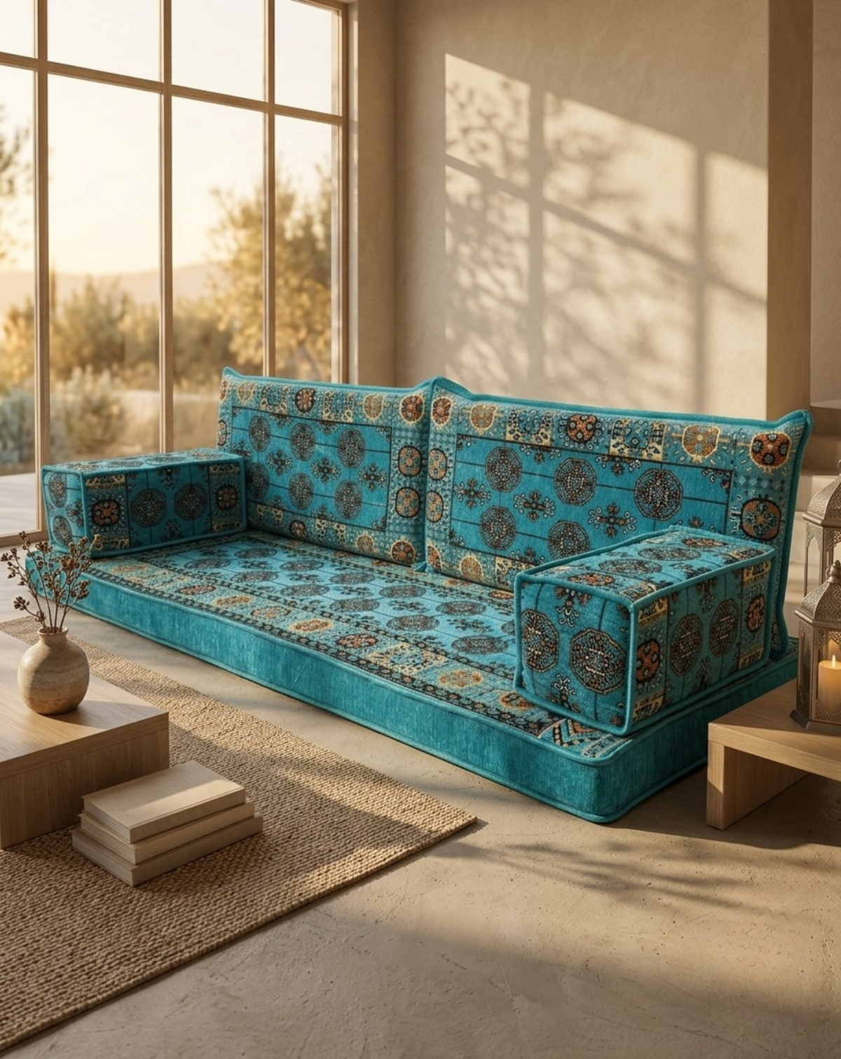 Majlis-Home Brocade Stoff mit eleganten Mustern, ideal für dekorative Textilien und Vorhänge.